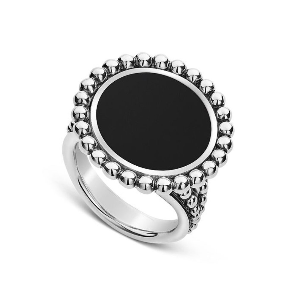 Lagos 23MM S/S Maya Onyx Inlay Circle Gemstone Ring